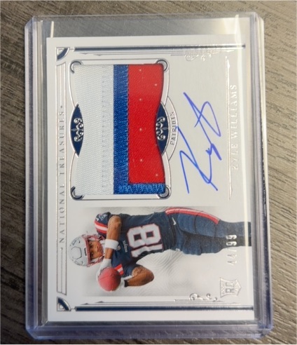 2021 Panini National Treasures #99 Rhamondre Stevenson Rookie Patch Auto — front