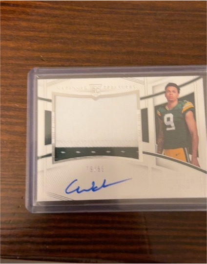 2022 Panini National Treasures Rookie Patch Auto #RMS-CWA Christian Watson — front