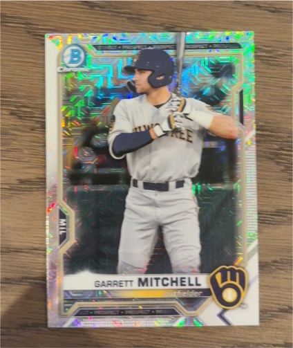 2021 Bowman Chrome #BCP-129 Garrett Mitchell — front