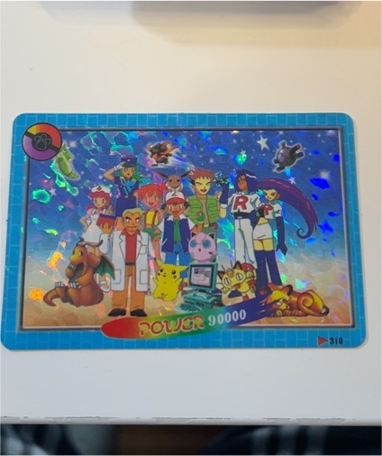 1990 Pocket Monsters Vending Prism Sticker #310 Ash Pikachu Team Rocket — front