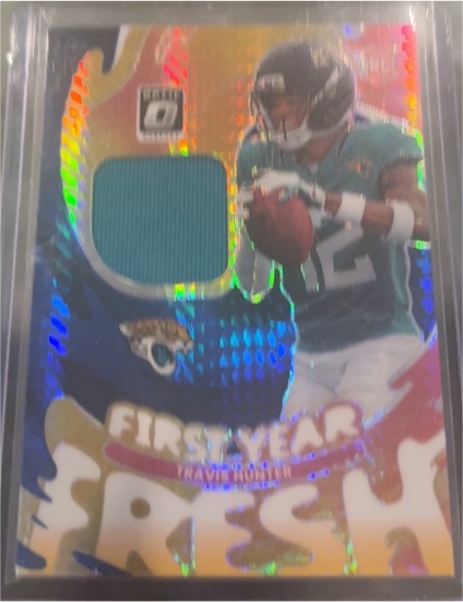 2025 Panini Donruss Optic #FYFBH-THR Travis Hunter First Year Fresh Patch — front