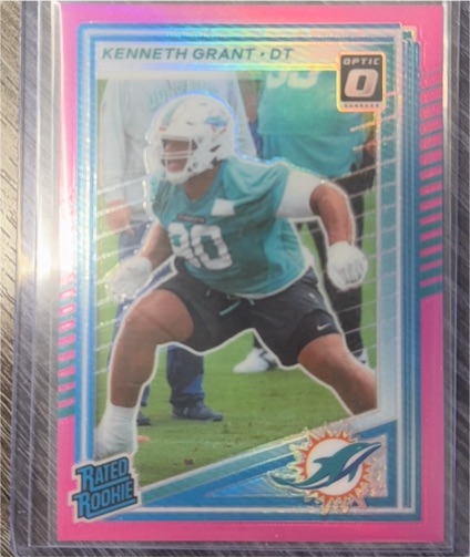 2025 Panini Donruss #370 Kenneth Grant Rated Rookie Optic Preview Pink Prizm — front