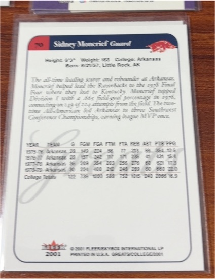 2001 Fleer #70 Sidney Moncrief — front