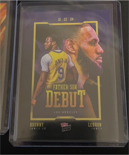2024 Topps Now Father Son Debut #1 LeBron James & Bronny James Jr. — front