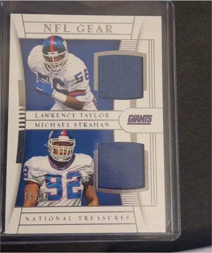 2021 Panini National Treasures NFL Gear #NFL Gear Lawrence Taylor Michael Strahan — front