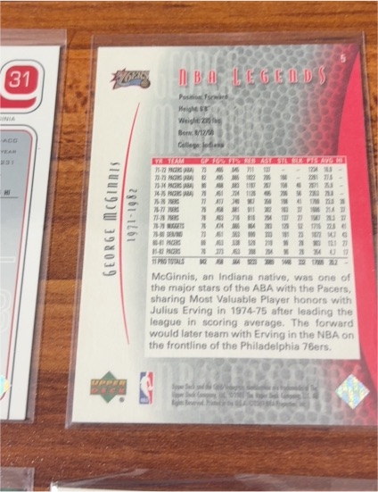 2000-01 Upper Deck NBA Legends George McGinnis — front