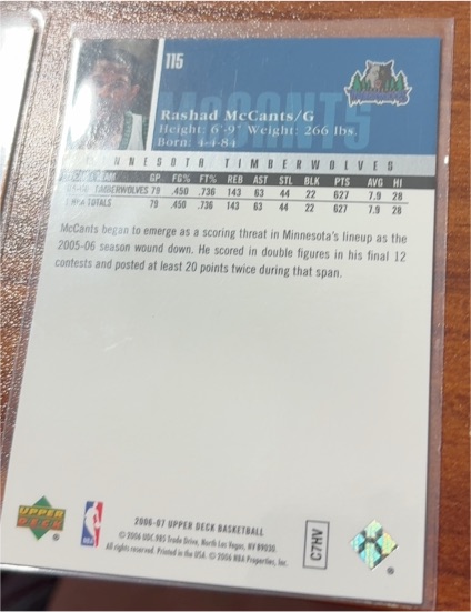 2005-06 Upper Deck #RS25 Rashad McCants Rookie Scrapbook — front