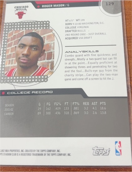 2002 Topps #129 Roger Mason — front