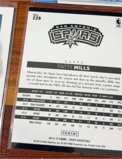 2014-15 Panini Hoops #228 Patty Mills — front