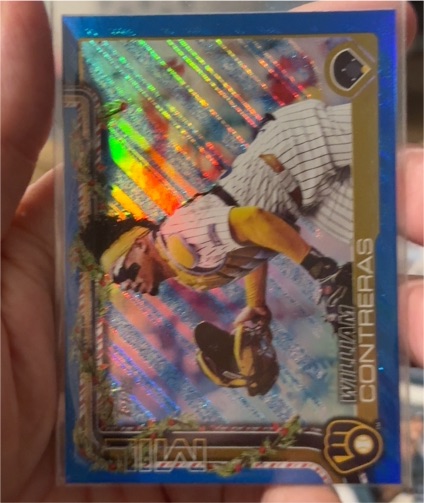 2025 Topps Holiday #H21 William Contreras Blue Metallic Holiday Lights — front