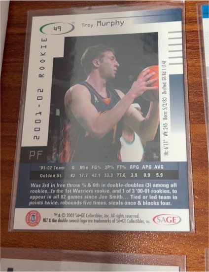 2001-02 SAGE Hit #49 Troy Murphy — front
