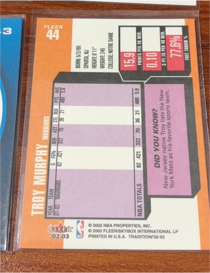 2002 Fleer #44 Troy Murphy — front