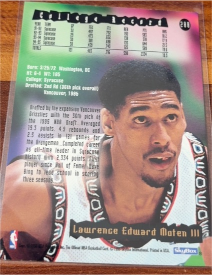 1995 SkyBox #200 Lawrence Moten — front