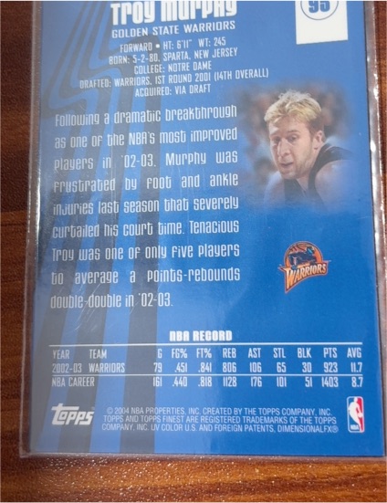 2002 Topps #173 Troy Murphy Golden State Warriors — front