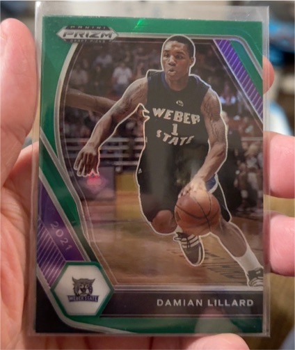 2021 Panini Prizm Draft Picks #83 Damian Lillard Green Prizm Weber State Wildcats — front