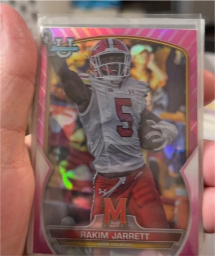 2022 Bowman University Chrome #2 Rakim Jarrett Pink Refractor — front