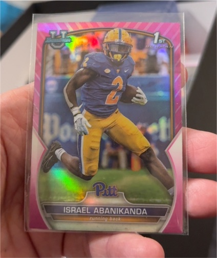 2022 Bowman University Chrome #95 Israel Abanikanda Pink Refractor — front