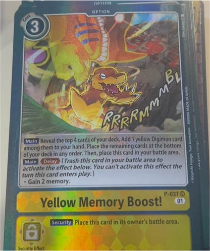 2020 Digimon Card Game #P-037 Yellow Memory Boost! — front