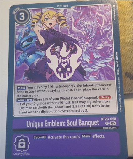 2023 Digimon Card Game BT23-098 Unique Emblem: Soul Banquet — front