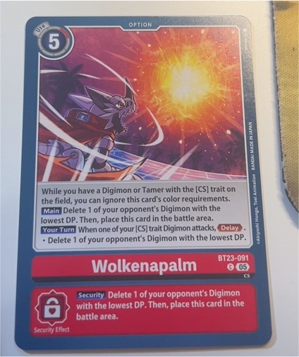 2023 Digimon Card Game BT23-091 Wolkenapalm — front