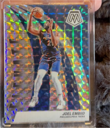 2023-24 Panini Mosaic #4 Joel Embiid Elevate Silver Mosaic — front
