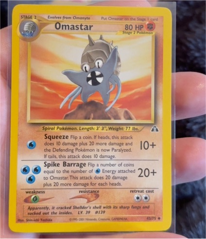 2001 Pokémon Neo Discovery #43 Omastar — front