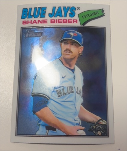 2026 Topps Heritage Chrome #210 Shane Bieber — front