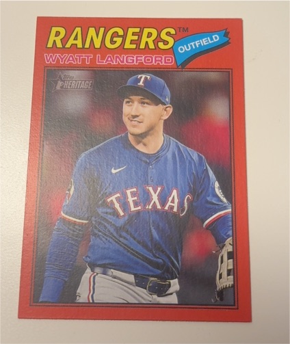 2025 Topps Heritage #29 Wyatt Langford Texas Rangers — front