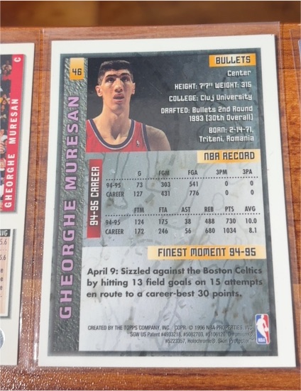 1995 Topps #46 Gheorghe Muresan — front