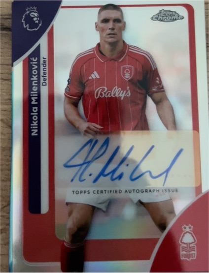 2026 Topps Chrome Premier League #CA-NM Nikola Milenkovic — front