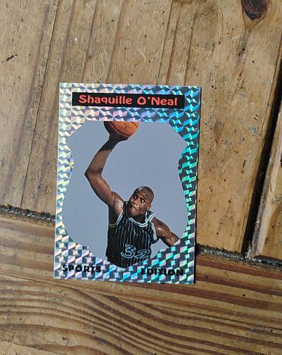 1992 Sports Edition #NNO Shaquille O'Neal Silver Prism Promo Card — front