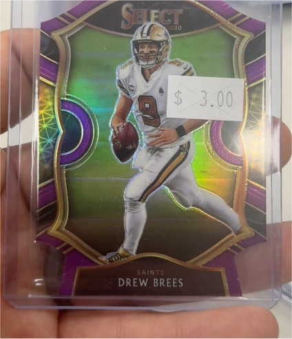 2020 Panini Select Concourse #15 Drew Brees Purple Prizm Die-Cut — front
