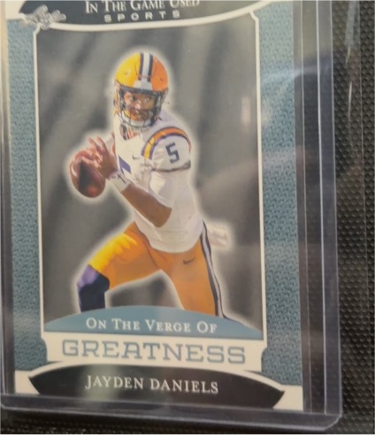 2024 Leaf In The Game Used Sports #VG-26 Jayden Daniels On The Verge Of Greatness — front