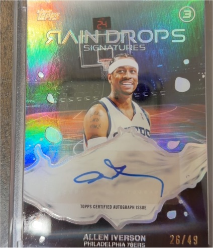 2025 Topps Three #3 Allen Iverson Rain Drops Signatures — front