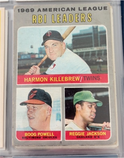 1970 Topps #64 AL RBI Leaders Harmon Killebrew Boog Powell Reggie Jackson — front