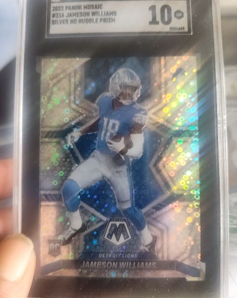 2022 Panini Mosaic #316 Jameson Williams Silver No Huddle Prizm — front