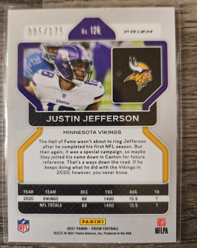 2021 Panini Prizm #126 Justin Jefferson — front