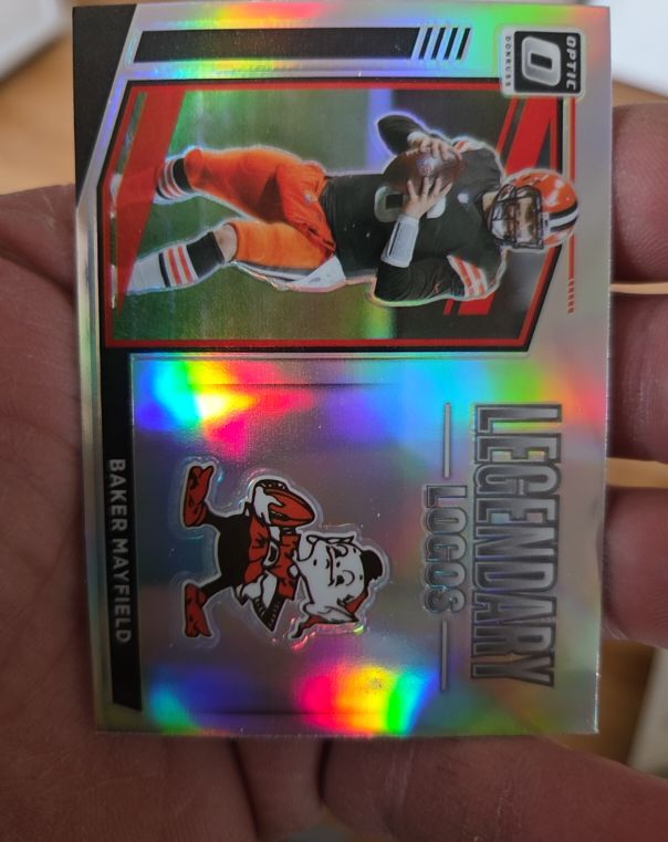 2021 Panini Donruss Optic #LL-4 Baker Mayfield Legendary Logos Silver Prizm — front