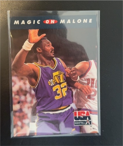 1992 SkyBox USA #106 Magic on Malone Karl Malone — front