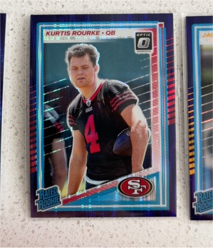 2025 Panini Donruss Optic #243 Kurtis Rourke Purple Shock Rated Rookie — front