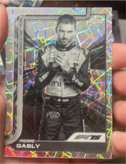 2025 Topps Chrome Formula 1 #16 Pierre Gasly Black & White Lazer Refractor — front
