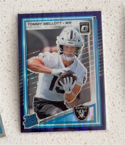 2025 Donruss Optic #299 Tommy Mellott Rated Rookie Purple Shock — front