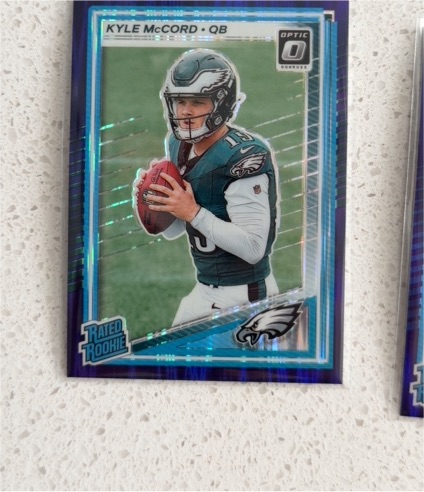 2025 Panini Donruss Optic #283 Kyle McCord Rated Rookie Purple Shock — front