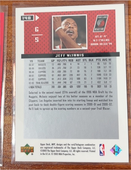2003 Upper Deck #148 Jeff McInnis — front