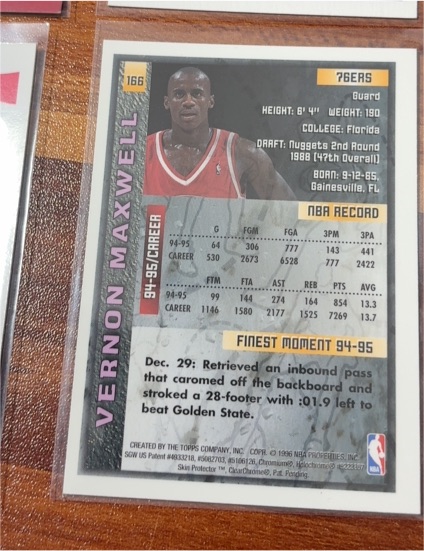 1994-95 Topps #166 Vernon Maxwell — front