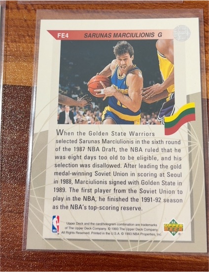 1992-93 Upper Deck Foreign Exchange #FE4 Sarunas Marciulionis — front