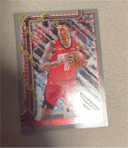 2025-26 Topps Holiday #H142 Jabari Smith Jr. Silver Glitter — front
