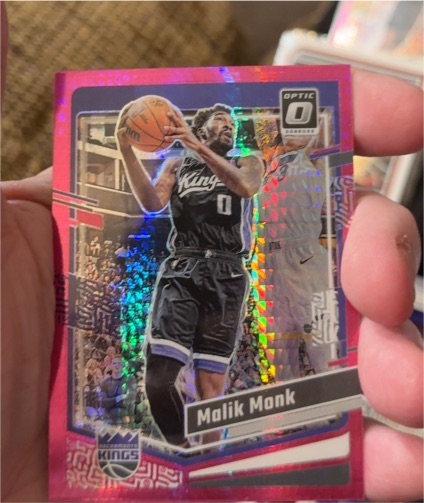 2023-24 Panini Donruss Optic #96 Malik Monk Pink Hyper Prizm Sacramento Kings — front