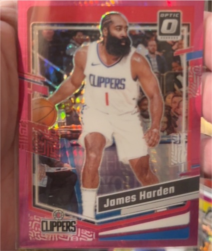 2023-24 Panini Donruss Optic #174 James Harden Pink Hyper Prizm Los Angeles Clippers — front