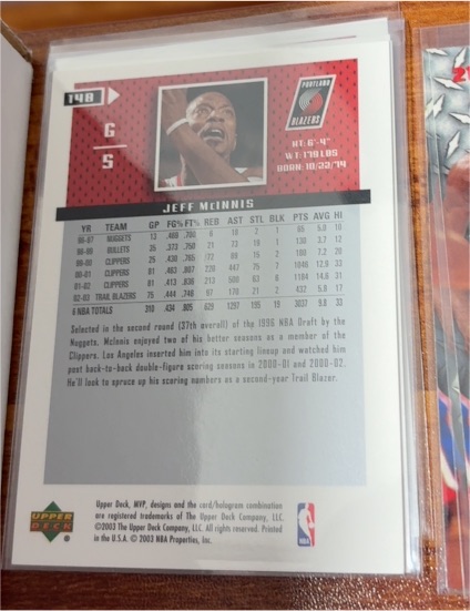 2001-02 Upper Deck #148 Jeff McInnis — front